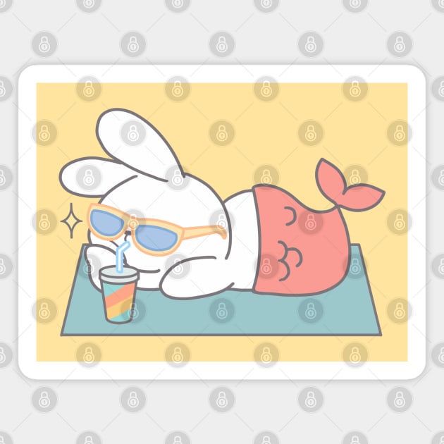 kawaii rabbit bunny little mermaid relaxing Magnet by LoppiTokki